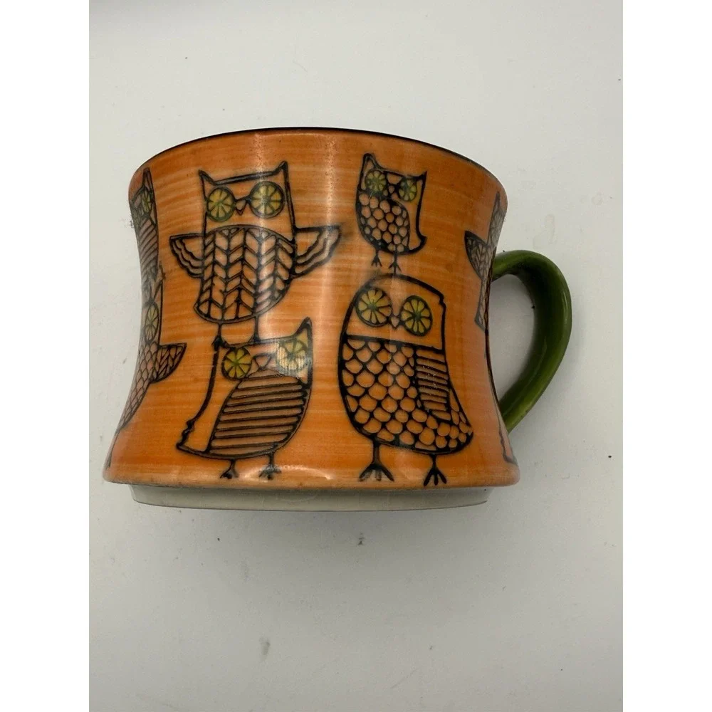 Vtg Pier 1 Imports Ceramic Owl Mug Cup Coffee Tea Stoneware Set Of 2